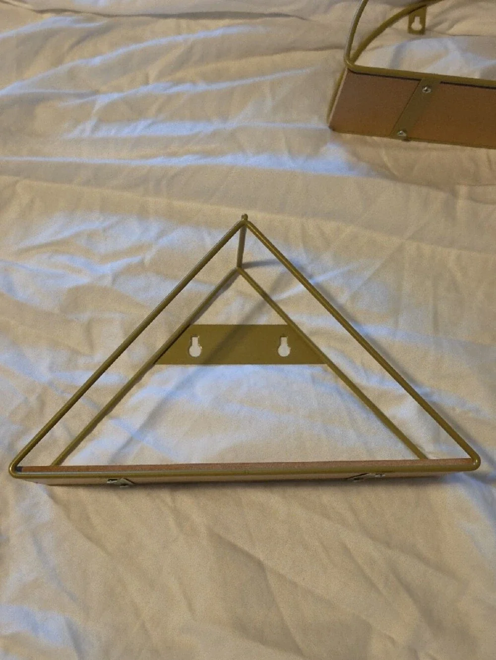 Gold Metal Geometric Wall Shelves - Set of 2